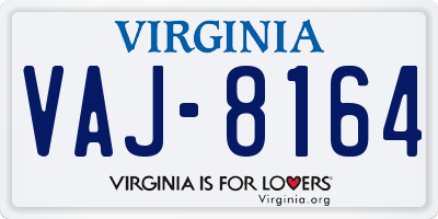 VA license plate VAJ8164