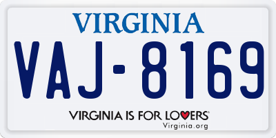 VA license plate VAJ8169