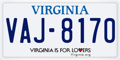 VA license plate VAJ8170