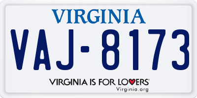 VA license plate VAJ8173