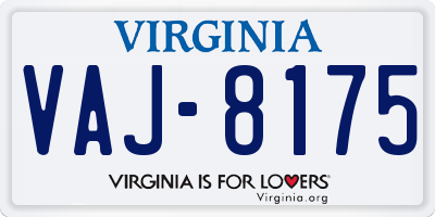 VA license plate VAJ8175