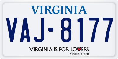 VA license plate VAJ8177