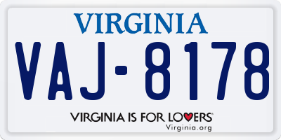VA license plate VAJ8178