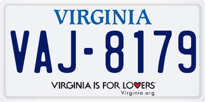VA license plate VAJ8179
