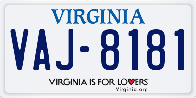 VA license plate VAJ8181