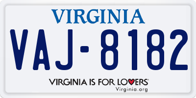 VA license plate VAJ8182