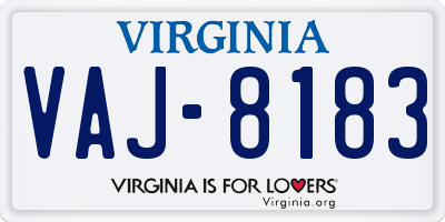 VA license plate VAJ8183