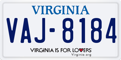 VA license plate VAJ8184