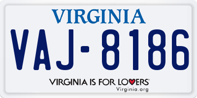 VA license plate VAJ8186