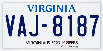VA license plate VAJ8187