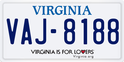 VA license plate VAJ8188