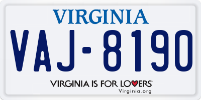 VA license plate VAJ8190