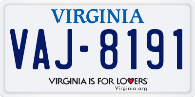 VA license plate VAJ8191
