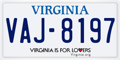 VA license plate VAJ8197