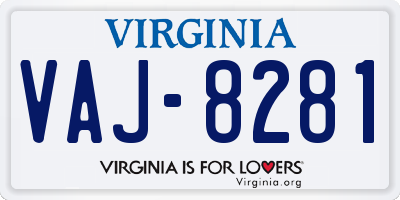 VA license plate VAJ8281