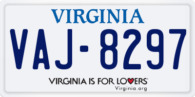 VA license plate VAJ8297