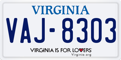 VA license plate VAJ8303