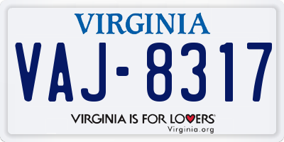 VA license plate VAJ8317