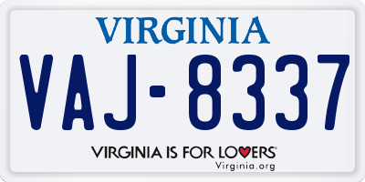 VA license plate VAJ8337