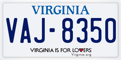 VA license plate VAJ8350