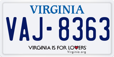 VA license plate VAJ8363
