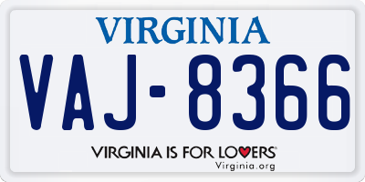 VA license plate VAJ8366