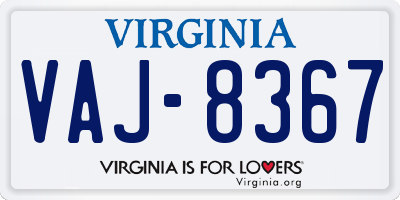 VA license plate VAJ8367