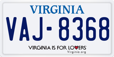 VA license plate VAJ8368
