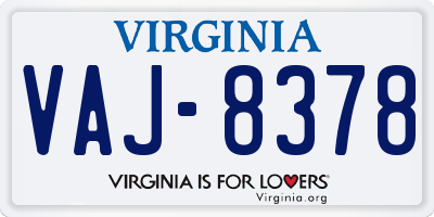 VA license plate VAJ8378