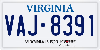 VA license plate VAJ8391