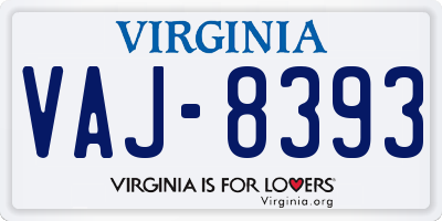 VA license plate VAJ8393