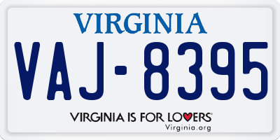 VA license plate VAJ8395