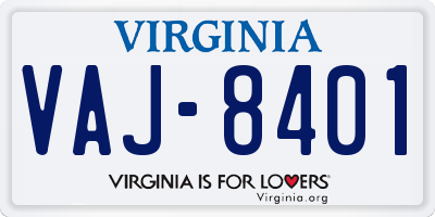 VA license plate VAJ8401