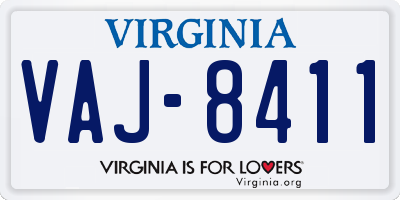 VA license plate VAJ8411