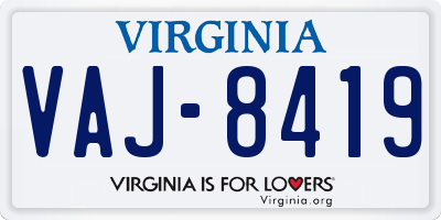 VA license plate VAJ8419