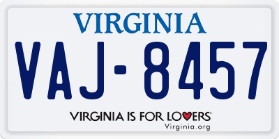 VA license plate VAJ8457