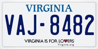 VA license plate VAJ8482