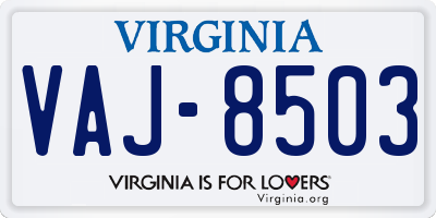 VA license plate VAJ8503