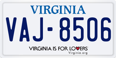 VA license plate VAJ8506