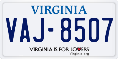 VA license plate VAJ8507
