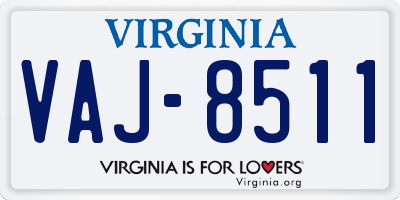 VA license plate VAJ8511