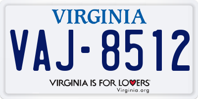 VA license plate VAJ8512