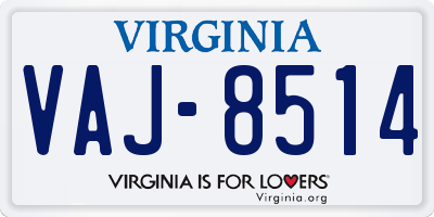 VA license plate VAJ8514