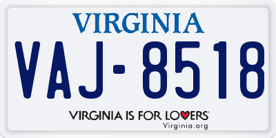 VA license plate VAJ8518