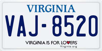 VA license plate VAJ8520