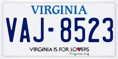 VA license plate VAJ8523