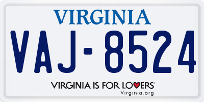 VA license plate VAJ8524