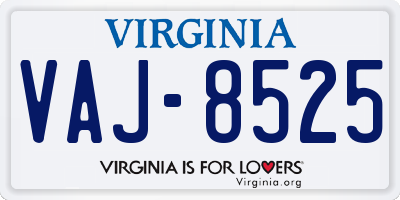 VA license plate VAJ8525
