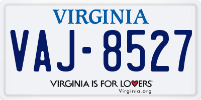 VA license plate VAJ8527