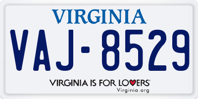 VA license plate VAJ8529
